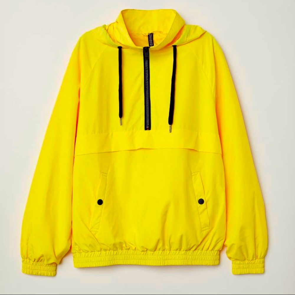 H&M Bright Yellow Half Zip Windbreaker Size XS